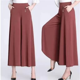 UHYTGF Fashion Summer Culottes Women's Elastic High Waist Wide Leg Female Thin Trousers Elegant Ladies Casual Skirt Pants 1765
