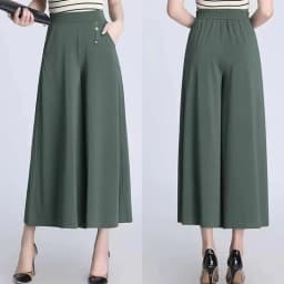 UHYTGF Fashion Summer Culottes Women's Elastic High Waist Wide Leg Female Thin Trousers Elegant Ladies Casual Skirt Pants 1765