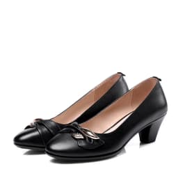 Women Shoes High Heels Pumps Fashion Party Round Toe leather spring fall Shoes Classic black for office lady tenis feminino