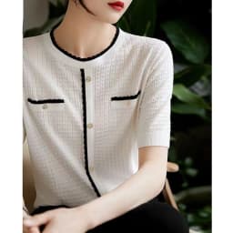 Hollow-out ice silk short sleeve knitted half sleeve summer wear new round collar T shirt women's fashionable versatile thin top