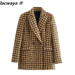 Tweed Set Women Suits 2021 Two Piece Set Women Double Breasted Blazer High Waist Skirt Shorts Plaid Women Suit With Shorts