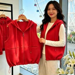 Women's Cotton Hooded Sweatshirt Vest Cotton Sleeveless Top Korean Fashion Sleeveless Cardigan Thin Streetwear Loose Leisure New