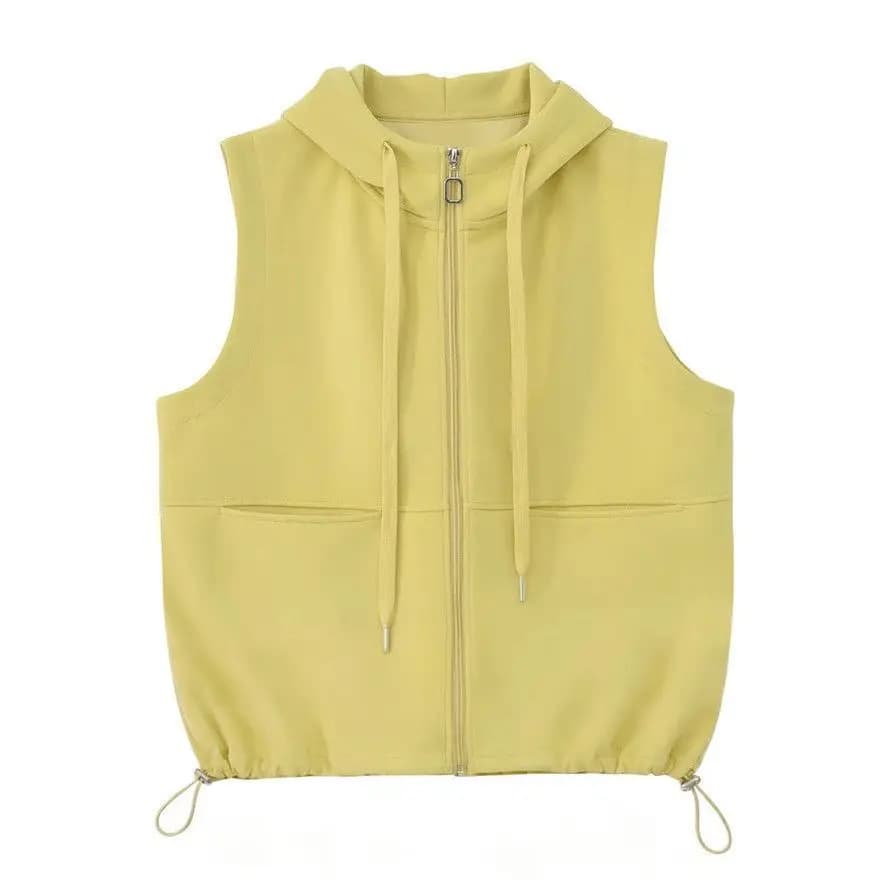 Women's Cotton Hooded Sweatshirt Vest Cotton Sleeveless Top Korean Fashion Sleeveless Cardigan Thin Streetwear Loose Leisure New