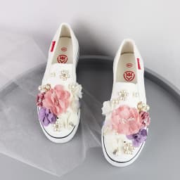 Spring/Autumn New Women Black and White Hand-Made Creative Floral Casual Canvas Shoes Trendy Fashionable Couple Footwear