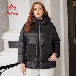 Astrid 2022 Down Jacket Women Winter Warm Parkas Hooded Loose Outerwear Quality Patchwork Fabric Women's jacket Female Clothing