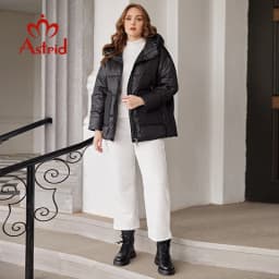 Astrid 2022 Down Jacket Women Winter Warm Parkas Hooded Loose Outerwear Quality Patchwork Fabric Women's jacket Female Clothing