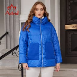 Astrid 2022 Down Jacket Women Winter Warm Parkas Hooded Loose Outerwear Quality Patchwork Fabric Women's jacket Female Clothing