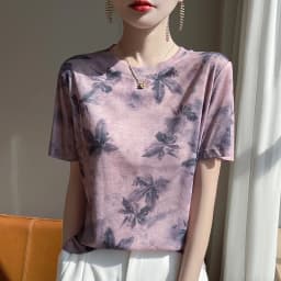 New 2026 Summer Crewneck Printed Knitted Women's Short-sleeved Elegant Joker Top