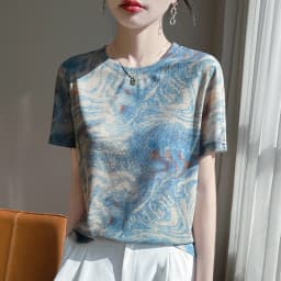 New 2026 Summer Crewneck Printed Knitted Women's Short-sleeved Elegant Joker Top