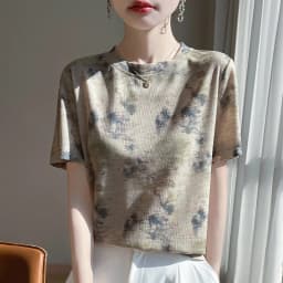 New 2026 Summer Crewneck Printed Knitted Women's Short-sleeved Elegant Joker Top