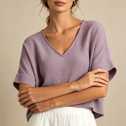 Chic 100% Cotton Muslin Top For Women T-shirt Sexy V-neck Short Sleeve Casual Loose Streetwear Gauze Shirt Ropa Mujer Camisetas