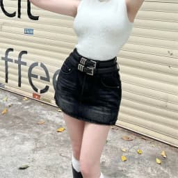 American Style Hot Chick Jean Skirts Women Fashion High Street Belt Slim Fit Mini Skirt Female Vintage High Waist Denim Skirts