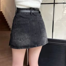 American Style Hot Chick Jean Skirts Women Fashion High Street Belt Slim Fit Mini Skirt Female Vintage High Waist Denim Skirts