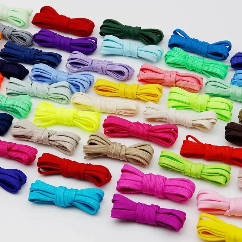 Cool Extra Long 7mm Flat Type Polyester Solid Color Laces Classic Casual Bootlaces for Men Women Wholesale Black White Shoelaces