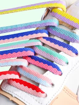 1 Pair Flat Color Stitching Shoelaces for Sneakers Macaron Hollow Woven Shoe Laces Rainbow Colorful Shoelace for Women Man