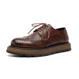 British style men's fashion carved brogue shoes lace-up original leather derby shoe wedding party dress platform footwear zapato