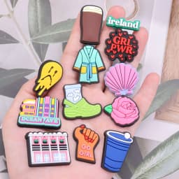Hot Sale 1pcs PVC Shoe Charms Heart Slipper Dinosaur Dog Flower Sandals Shoes Decoration Fit Wristbands Ornaments Bands Kid Gift