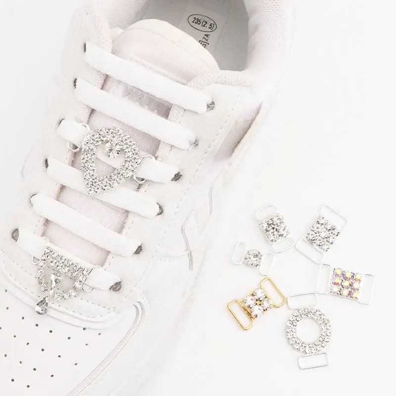 Luxurious Diamond Shoelaces Metal Buckle for Rhinestone Shoe Decorations Charms Metal Laces Lock Sneakers Shoes Accessories
