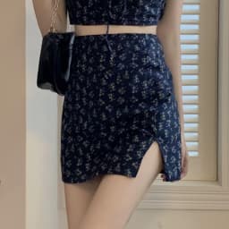 KPOP Dress Sweet Shorts Sets Broken Flower Skirts Exposed Navel Two Piece Set Women Split Skirt Puff Sleeve 2 Piece Sets 2022