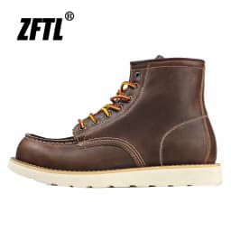 ZFTL Men's Ankle Boots American retro tooling boots Casual Crazy Horse Leather Men's Boots Vintage Man Lace up Boots 2025