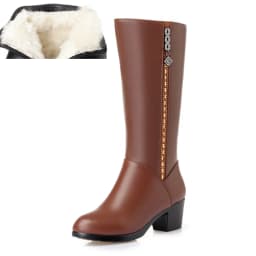 AIYUQI Women winter boots 2026 genuine leather female motorcycle boots big size 35-43 warm wool boots women Police boots