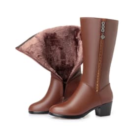 AIYUQI Women winter boots 2026 genuine leather female motorcycle boots big size 35-43 warm wool boots women Police boots