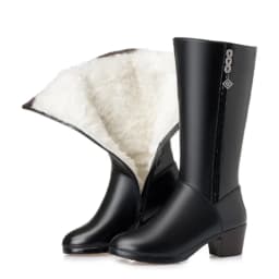 AIYUQI Women winter boots 2026 genuine leather female motorcycle boots big size 35-43 warm wool boots women Police boots