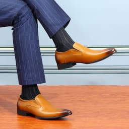 Top Layer Cowhide Shoes Men's Shoes Genuine Leather Business Dress Shoes Men British Pointed Toe Formal Slip-On Shoes