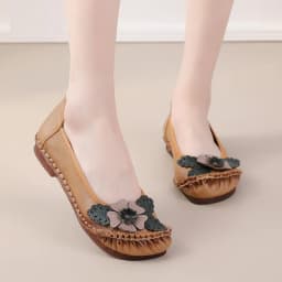 Retro Boho Shoes Women Genuine Leather Loafers Ladies Luxury Flats Ethnic Style Dressy Shoes Women's Cowhide Leather Flat Shoes