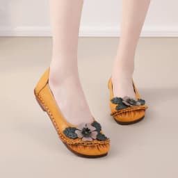 Retro Boho Shoes Women Genuine Leather Loafers Ladies Luxury Flats Ethnic Style Dressy Shoes Women's Cowhide Leather Flat Shoes
