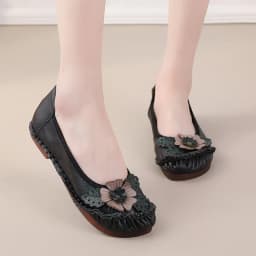 Retro Boho Shoes Women Genuine Leather Loafers Ladies Luxury Flats Ethnic Style Dressy Shoes Women's Cowhide Leather Flat Shoes