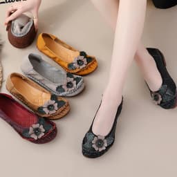 Retro Boho Shoes Women Genuine Leather Loafers Ladies Luxury Flats Ethnic Style Dressy Shoes Women's Cowhide Leather Flat Shoes