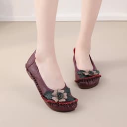 Retro Boho Shoes Women Genuine Leather Loafers Ladies Luxury Flats Ethnic Style Dressy Shoes Women's Cowhide Leather Flat Shoes