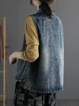 Amax LuluE 2024 Chinese Fashion Designer Clothes Women Vintage Denim Sleeveless Coats Ladies Casual Loose Luxury Punk Waistcoats