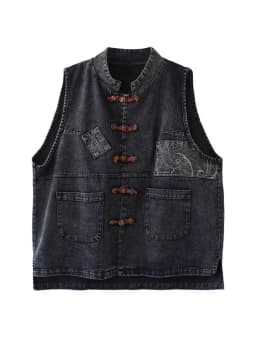 Amax LuluE 2024 Chinese Fashion Designer Clothes Women Vintage Denim Sleeveless Coats Ladies Casual Loose Luxury Punk Waistcoats