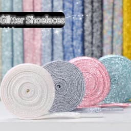 Colorful Shoelaces Glitter White Shoelaces of Sneakers Metallic Shiny Gold Shoelace Silver Flat Shoe Laces Sports Running Laces