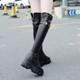 Winter 2024 Wedges Warm Shoes Black High Heel Women Over The Knee High Boots Female Fashion Rivet Sneakers Tight High Boots Lady