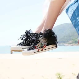 New Women DIY Custom-made Creative Casual Shoes Wild Cute Girl's Lace Canvas Shoes High Top Fashion Sneaker Ins Rhinestone Shoes