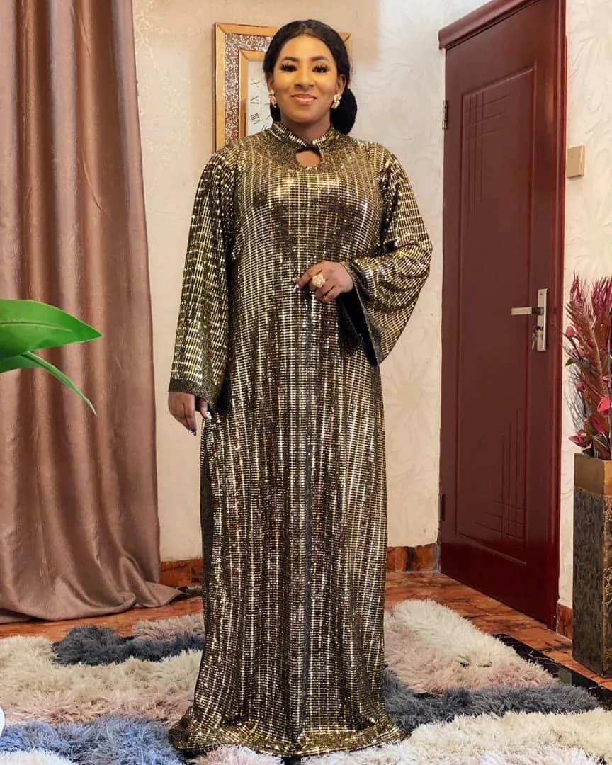 European and American Mom Dress African Mom Dress Fashionable Sequin Stretch Cloth Robe