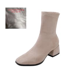 Woman Sock Ankle Boots 2026 Spring Autumn Pointed Toe Low Heel Elastic Flock Black Comfortable Booties Lady Shoes Big Size 42 43