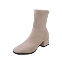 Woman Sock Ankle Boots 2026 Spring Autumn Pointed Toe Low Heel Elastic Flock Black Comfortable Booties Lady Shoes Big Size 42 43