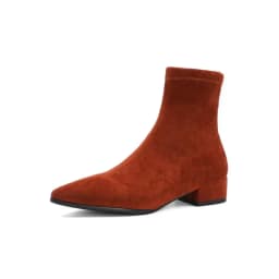 Woman Sock Ankle Boots 2026 Spring Autumn Pointed Toe Low Heel Elastic Flock Black Comfortable Booties Lady Shoes Big Size 42 43