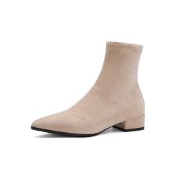 Woman Sock Ankle Boots 2026 Spring Autumn Pointed Toe Low Heel Elastic Flock Black Comfortable Booties Lady Shoes Big Size 42 43