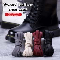 Casual Leather Shoelaces with Men's Women's Mid-high Help Leather Boots Boots Shoelaces Flat Waterproof Waxed Shoes Laces