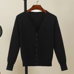 Black Cropped Cardigan Female Clothing Jersey Blouses Women's Coat Spring 2026 Long Sleeve Top Korean Fashion Knitted Sweater