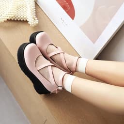 Ultra-Thick Foam Soles Cross-Strap Loafers Oversized Breathable Solid Color Pumps 2022 New PU Material Height-Enhancing Shoes