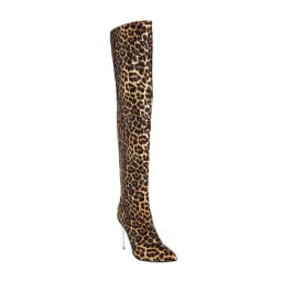Super High Sexy Metal Stiletto Heel Patent Leather Women's Over-The-Knee Boots Large Size Pointed Toe Plush Lining Catwalk Boots
