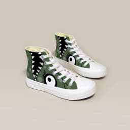 Amy and Michael Anime Cartoon Dino Hand Painted Canvas Shoes Young Teenager Students Hi Tops Plimsolls Woman Vulcanize Shoes