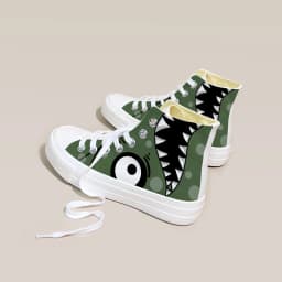 Amy and Michael Anime Cartoon Dino Hand Painted Canvas Shoes Young Teenager Students Hi Tops Plimsolls Woman Vulcanize Shoes