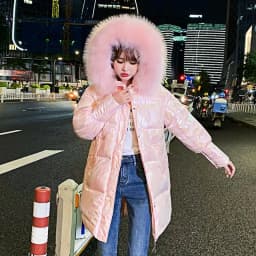 Winter Glossy Jacket For Women Rose Red Parka Female Bread Winter Down Parkas Parka Cotton Padded Shiny Waterprooft Coat